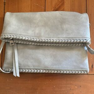 Moda Luxe Crossbody Purse in Gray. Can be worn as a clutch.